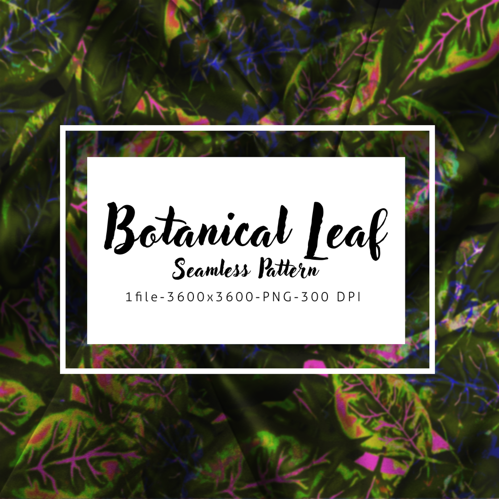 Botanical Leaf Seamless Pattern: Tropical Print | Dark Abstract | Digital Art Download | for Fabric & Homeware, Textile Print Production