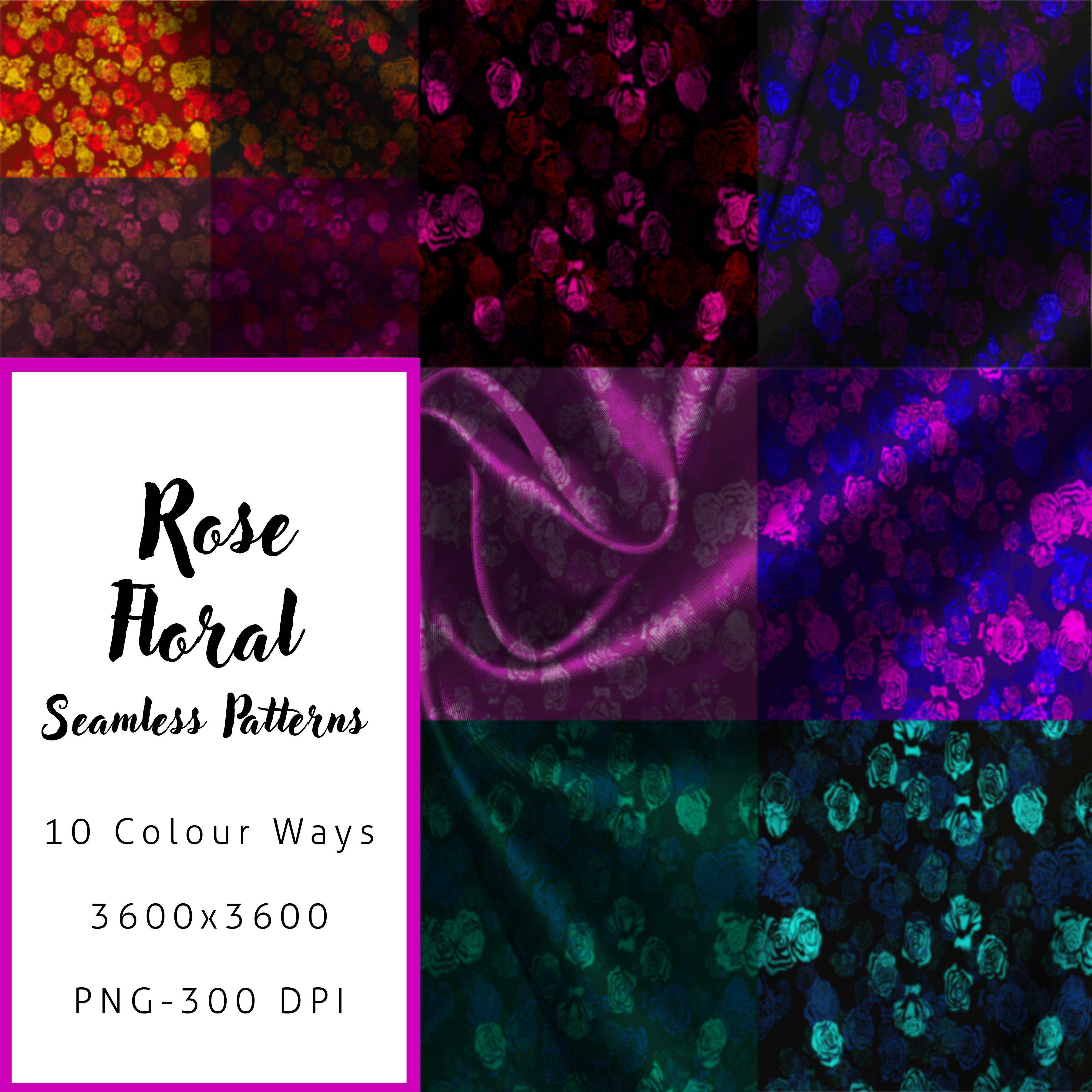 rose floral patterns Pattern, Romantic Dark Rose Moody Aesthetic, 10-Pack Bundle, Digital Art Download,  for Fabric, Textile Print Production