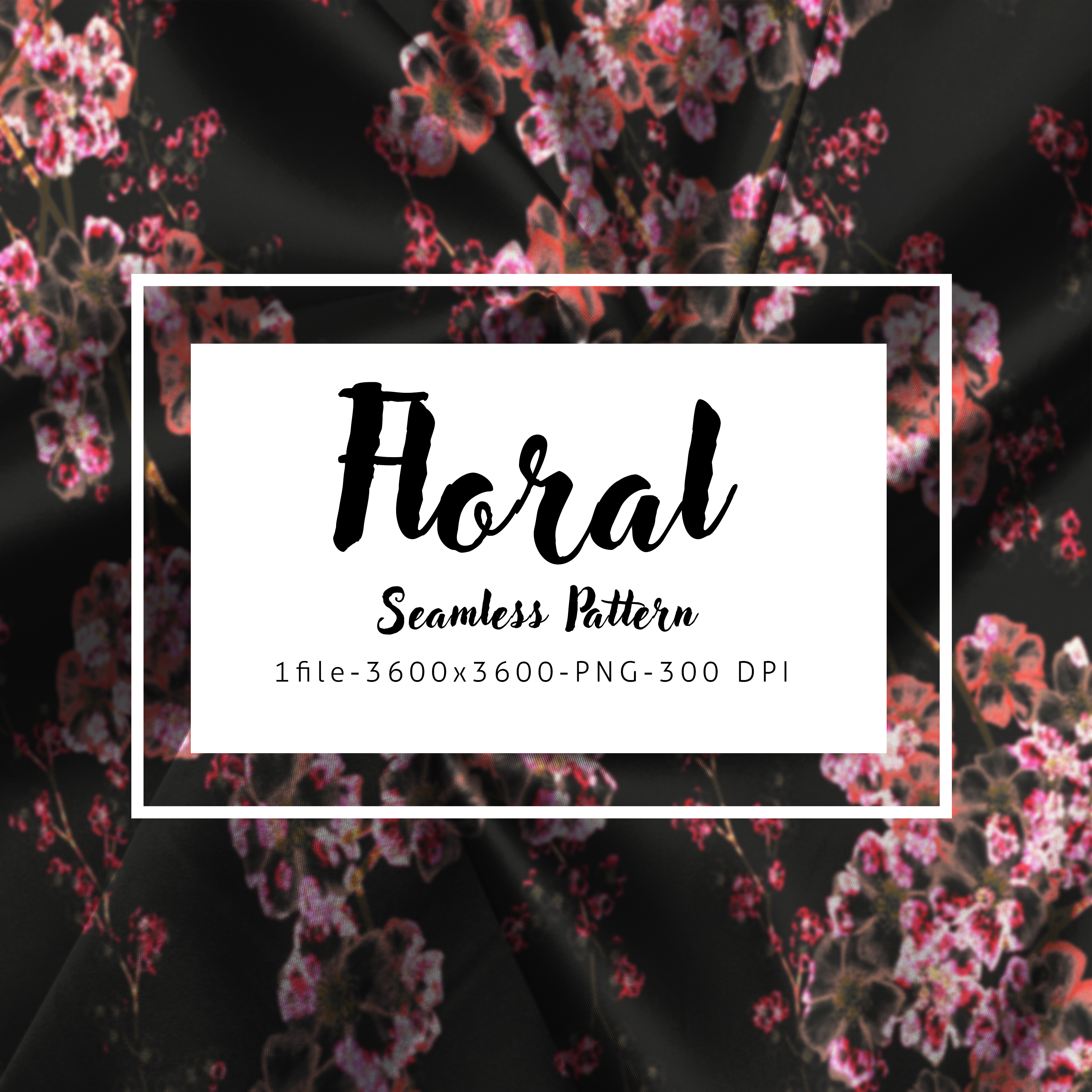 Floral Seamless Pattern, Cherry Blossom , Moody Dark, Digital Art Download, or Fabric & Homeware, Textile Print Production