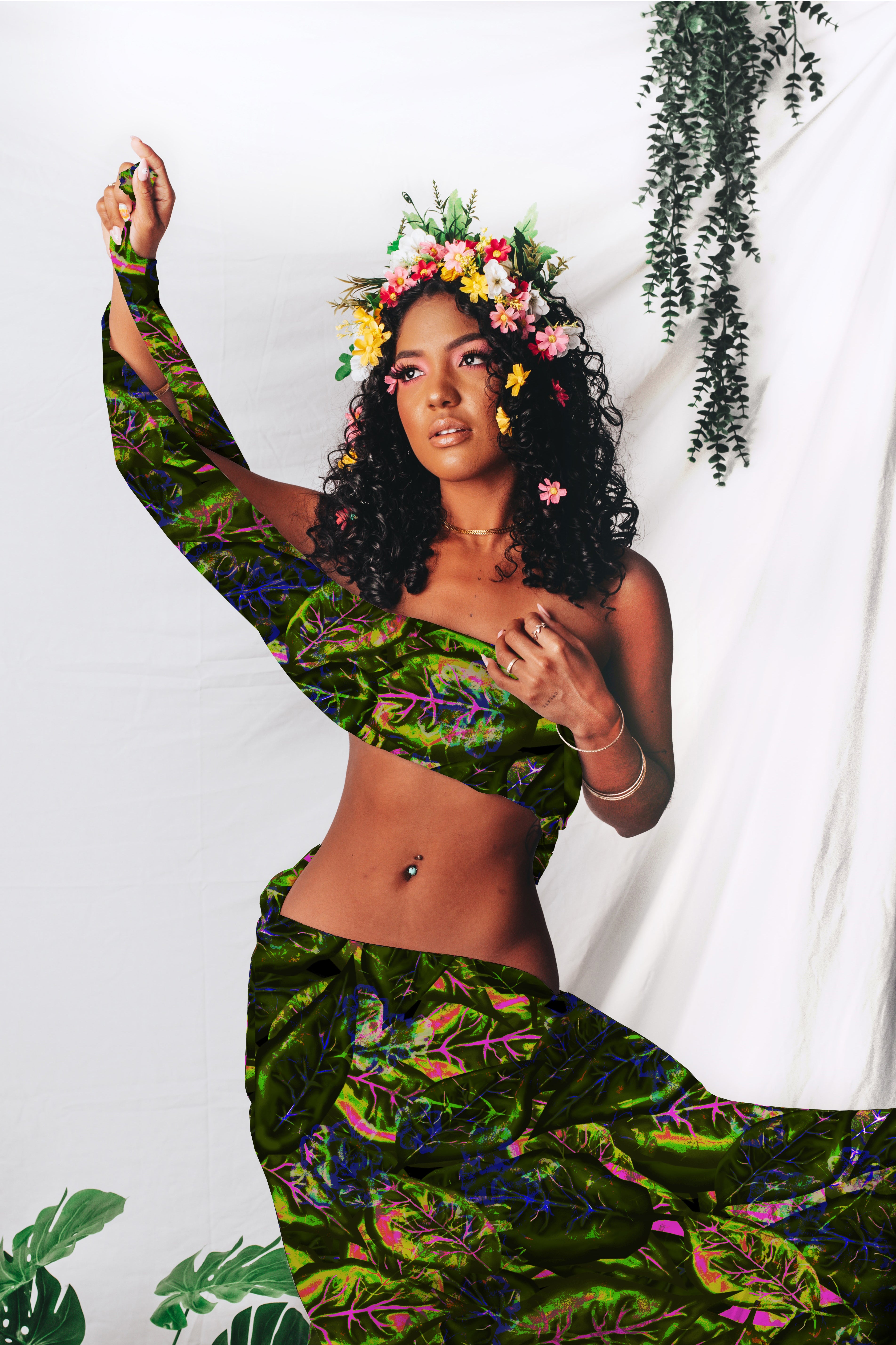 botanical leaf, seamless pattern, dark botanical, abstract print, digital download, tropical leaf, moody floral, jungle print, nature pattern, organic print, contemporary botanical, vibrant leaves, fabric printing, clothing design, accessories, homeware design, wallpaper print, print on demand, textile design, crafts, 300 dpi, commercial use, dark green print, neon leaf print, pink and green pattern, blue accents.