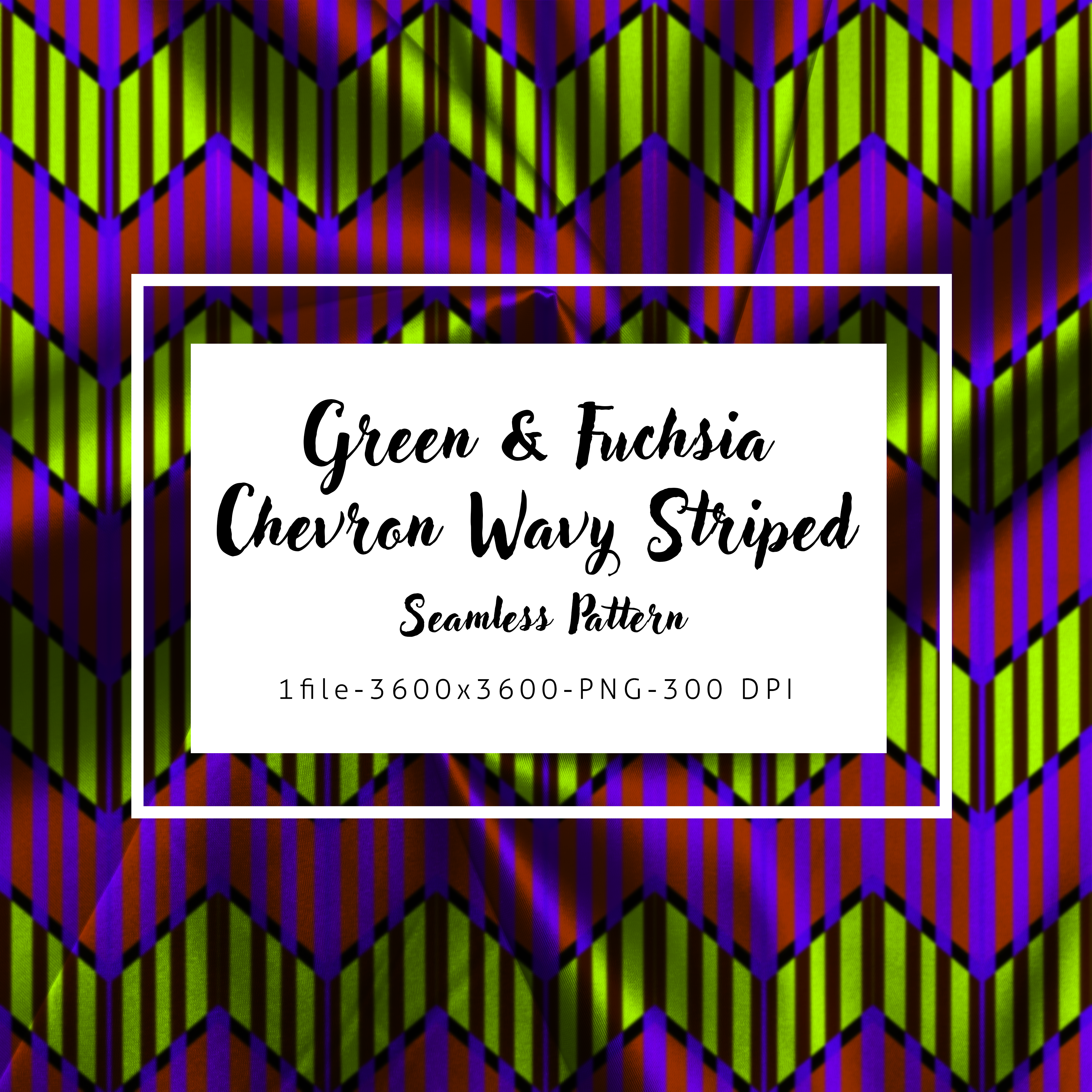 Chevron wavy striped pattern with green and fuchsia colors on a colorful background.