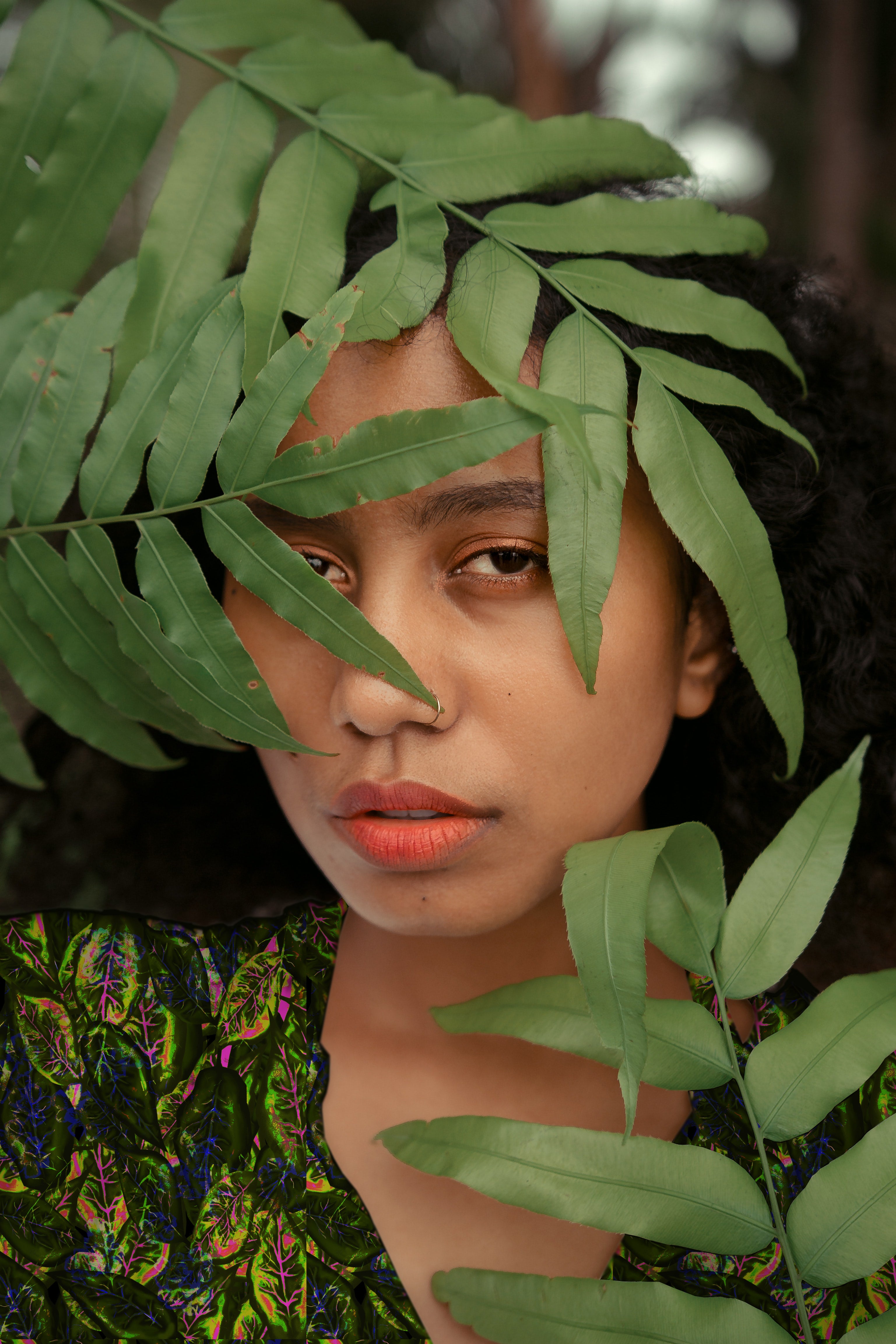 botanical leaf, seamless pattern, dark botanical, abstract print, digital download, tropical leaf, moody floral, jungle print, nature pattern, organic print, contemporary botanical, vibrant leaves, fabric printing, clothing design, accessories, homeware design, wallpaper print, print on demand, textile design, crafts, 300 dpi, commercial use, dark green print, neon leaf print, pink and green pattern, blue accents