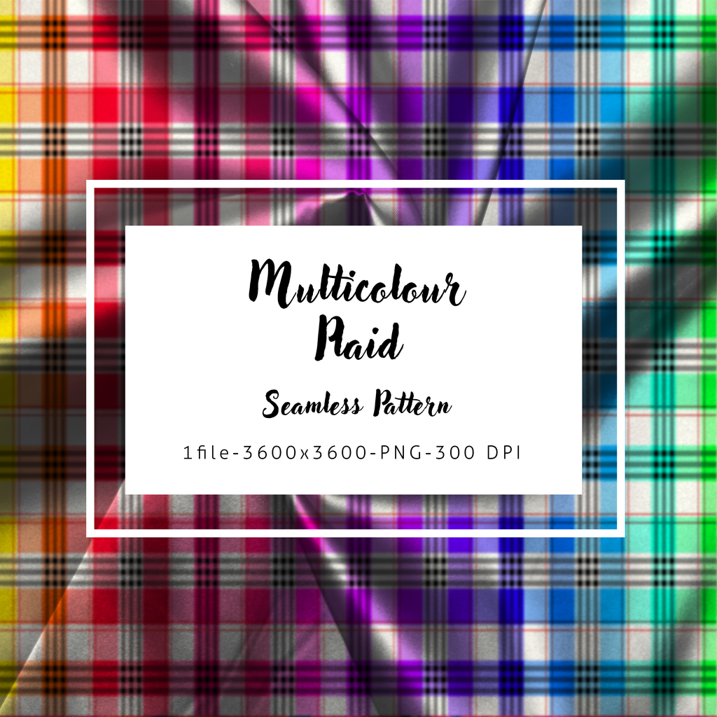 Plaid Rainbow Seamless Pattern: Vibrant Multicolour | Digital Art Download | for Clothing, Textile Print Production