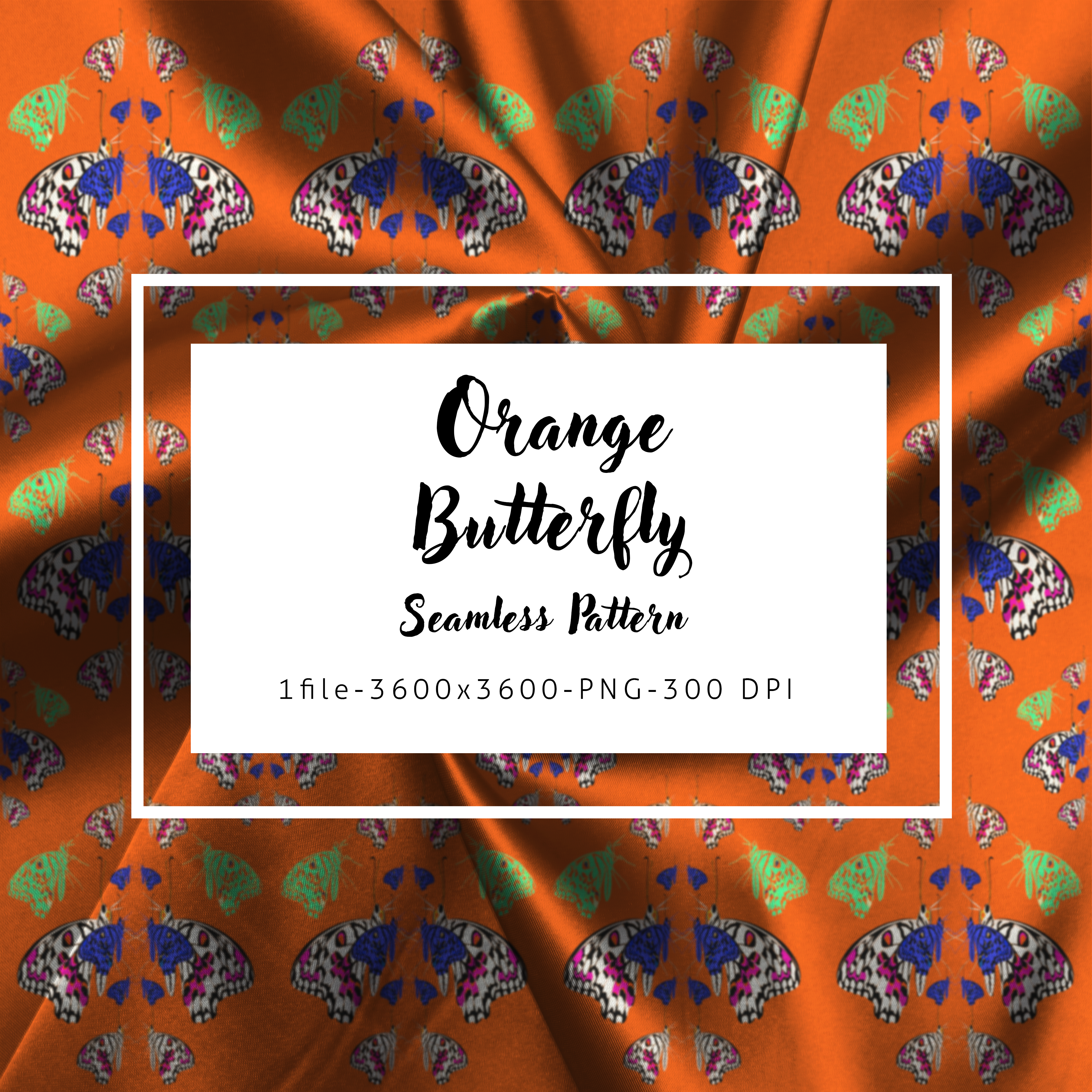 Orange  butterfly seamless pattern 